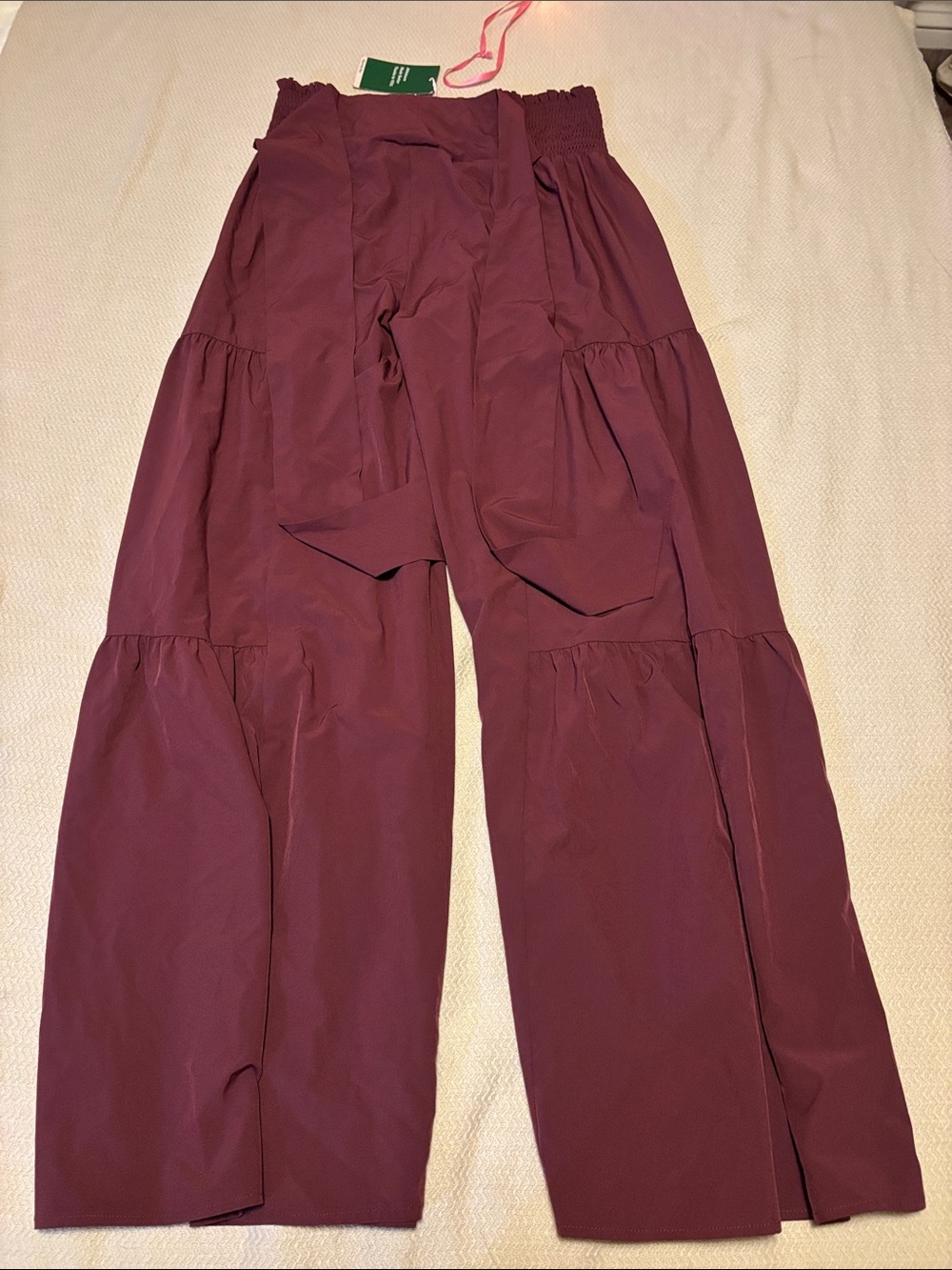 HALARA Wide-Leg Tiered Pants in Plum